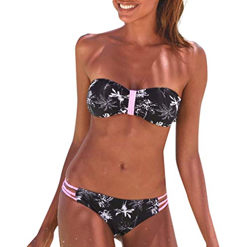 Bikini Mujer 2019 Brasileño Fossen, Bikinis Push up con Relleno Mujer sin Tirantes Traje de baño con Estampado Floral Bañadores Dos Piezas para Natacion Playa