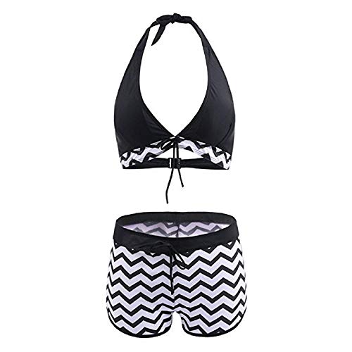 Bikini Mujer 2019 Push Up Logobeing, Conjuntos de Mujer Tankini Bikini de Dos Piezas con Pantalones Cortos deurf de Niño Trajes de Baño Brasileño (L,Negro)