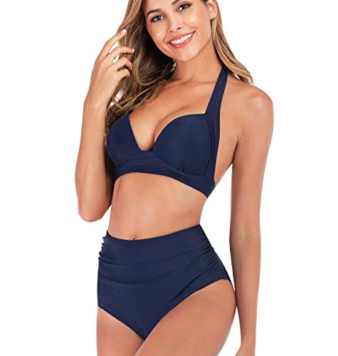 Bikini Talle Alto Push Up Mujer Trajes de Baño Flores de Dos Piezas Biquini Braga Alta Vikini Bañador Piscina Playa Mujeres Conjunto de Bikinis Cintura Alta Señora Bañadores Natacion Armada 3XL