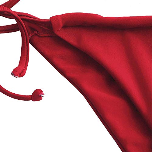 Bikini Zaful sin tirantes para mujer, escote con volantes, estilo bandana, juego de ropa de baño rojo M