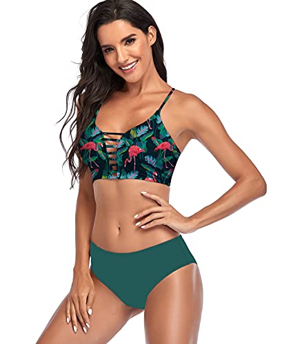 Bikinis Leopardo Talle Alto Mujer Push Up Bañadores Mujer Bañador Natacion Mujer Tankini Conjunto Bikini Flores Bandeau Cintura Alta Talle Grande Trikini Swimwear Women Traje de Baño Mujer Flamenco XL