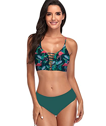 Bikinis Leopardo Talle Alto Mujer Push Up Bañadores Mujer Bañador Natacion Mujer Tankini Conjunto Bikini Flores Bandeau Cintura Alta Talle Grande Trikini Swimwear Women Traje de Baño Mujer Flamenco XL