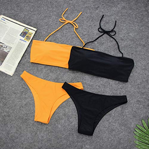 Bikinis Mujer 2019 Tanga, Mujeres Bandeau Bandage Bikini Set Push-Up Brasileño Ropa de Playa Traje de Baño Color sólido