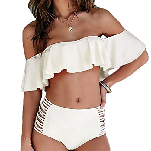 Bikinis Mujeres Strapless Ruffle Swimwear Push Up Retro Mujer Traje de baño Bikini Conjunto de playa Trajes de baño Bikini