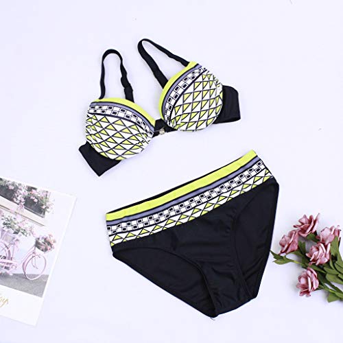 Bikinis Push Up Mujer Bikini con Estampado Floral de Mujer Conjunto de natación Trajes de baño de Dos Piezas Traje de Playa Sexy Acolchado Bra Tops y Braguitas Dividido BañAdores