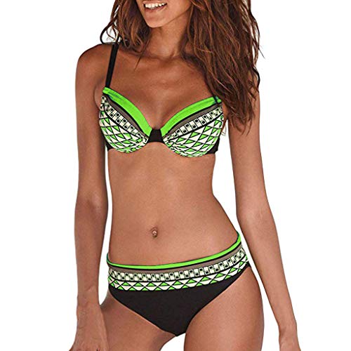 Bikinis Push Up Mujer Bikini con Estampado Floral de Mujer Conjunto de natación Trajes de baño de Dos Piezas Traje de Playa Sexy Acolchado Bra Tops y Braguitas Dividido BañAdores