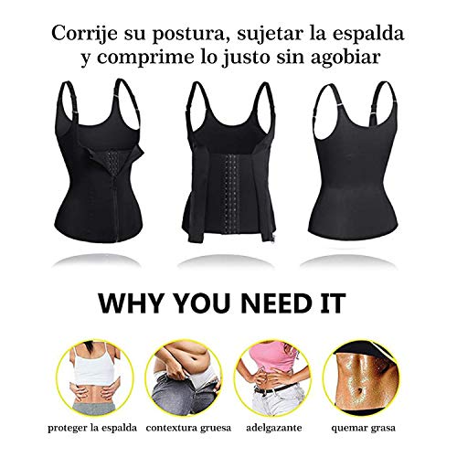 Bingrong Ropa Faja Reductora Mujer Adelgazante Lencería Moldeadora Shapewear Body Waist Trainer Corse de Abdomen Chaleco Moldeador Mujer (Negro, X-Large)