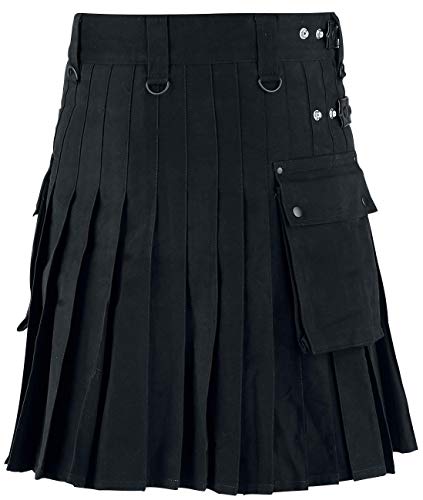 Black Premium by EMP Kilt Hombre Falda hasta la Rodilla Negro XL, 100% algodón,