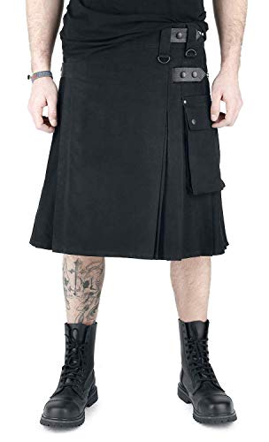 Black Premium by EMP Kilt Hombre Falda hasta la Rodilla Negro XL, 100% algodón,