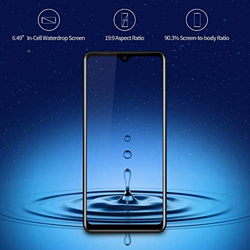 Blackview A80 Pro (2021) Teléfono Móvil Libre con Cámara Cuádruple 13MP, 6.49" HD+ Water-Drop Screen Smartphone Libre, 4GB+64GB, Batería 4680mAh, Octa-Core, Android 9, Dual Sim 4G/Face ID/GPS-Negro