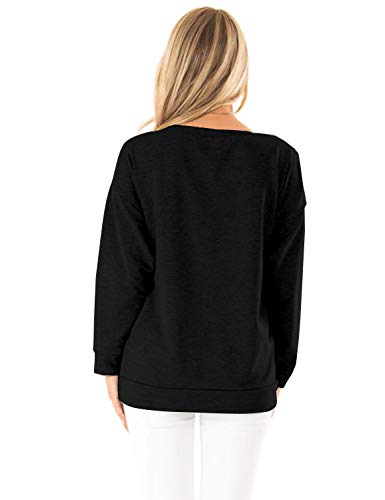 Blooming Jelly Mujer Sudaderas Manga Larga Jersey Casual Fuera del Hombro Camiseta para Cuello Redondo Tops