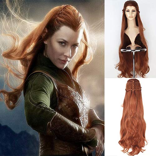 Blue Bird Película El Hobbit El señor de los anillos Elfo Tauriel Cosplay Peluca Cabello dorado largo Trenzas onduladas largas Pelucas de disfraces para mujeres Fiesta de Halloween