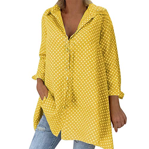 Blusa 2019 Casual Mujer Suelta Vintage Manga Larga Polka Dots Camisas Moda Mujer Suumer Tops Blusas con Cuello Superior Tallas Grandes