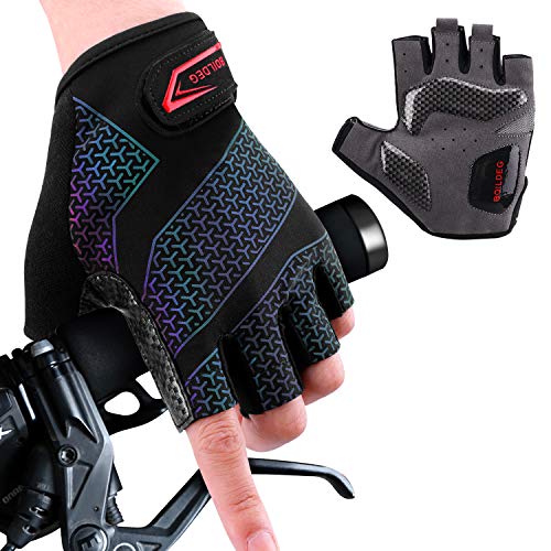 boildeg Guantes de Ciclismo de Bicicleta Guantes de Bicicleta de Carretera de Medio-Dedo para Hombres Mujeres Acolchado Antideslizante Transpirable (Black, L)