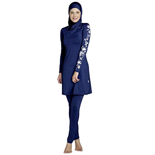 BOLAWOO-77 Traje De Baño Musulmán Islámico Islámico Modest Swimwear Burkini Mode De Marca para Mujeres Musulmanas Hijab Desmontable (Color : Blau, Size : 2XL)