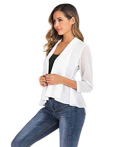 Bolero Mujer Blazer Corto Chaqueta básica Chaqueta de Noche de Gasa Chaleco 3/4 Mangas Elegante Manga Corta