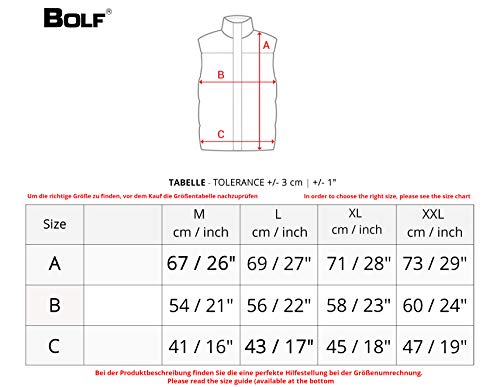 BOLF Hombre Chaleco Acolchado con Capucha Cazadora Cierre de Cremallera Chaqueta sin Manga Cuello Elevado Estilo Deportivo Nature 6506 Rojo L [1U1]