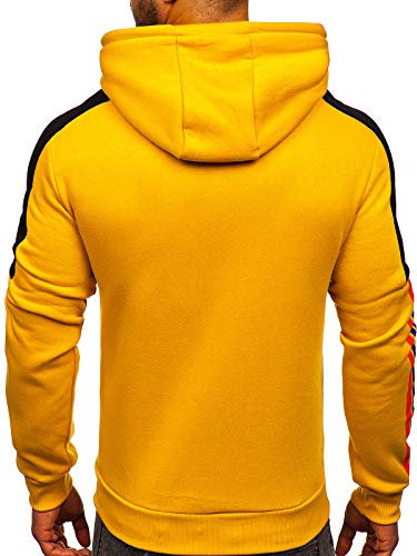 BOLF Hombre Sudadera Cerrada con Capucha Pulóver de algodón Estampado Hoodie Jersey Suéter Blusa Estilo Deportivo J.Style KS2114 Amarillo L [1A1]