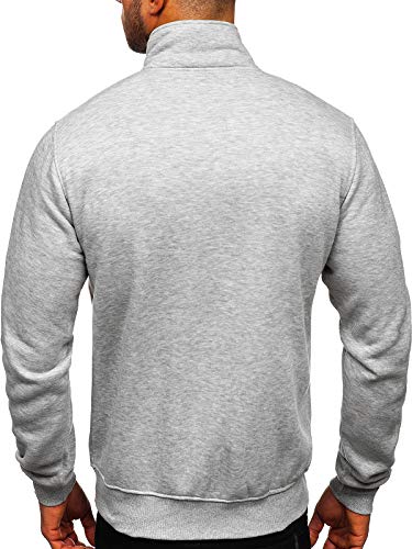 BOLF Hombre Sudadera Cierre de Cremallera Pulóver Cuello Elevado Jersey Blusa Sudadera de Algodón Estilo Deportivo J.Style B002 Gris L [1A1]