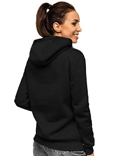 BOLF Mujer Sudadera con Capucha Cierre de Cremallera Estilo Deportivo J.Style W02 Negro L [A1A]