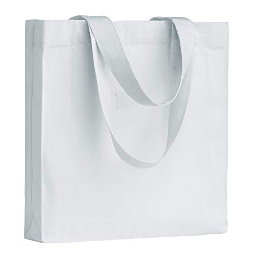 Bolsa Tela 100% Algodón Biodegradable, Lavable, Reutilizable-Asas Largas de 63cm.para Ropa, Alimentos, Verduras, IR de Paseo y Uso Diario, 38x38x9cm, 270gr/m2 (Blanco, Paquete de 1 Unidad)