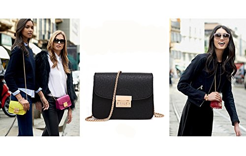 Bolso de Hombro pequeña de Mujer Bolso de Bandolera de Cuero PU Bolso de Mano Casual Moda Crossbody para niñas Señoras-Negro