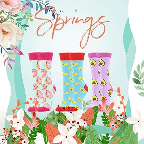 BONANGEL Calcetines Estampados de las Mujeres, Mujeres Ocasionales Calcetines Divertidos Impresos de Algodón de Pintura Famosa de Arte Calcetines, Calcetines de Colores de moda (8 Pares-Donut2)