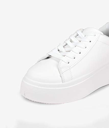 BOSANOVA Zapatillas Blancas con Plataforma 5 cm y Cordones para Mujer | Bambas Total Look Blanco. Blanco 40