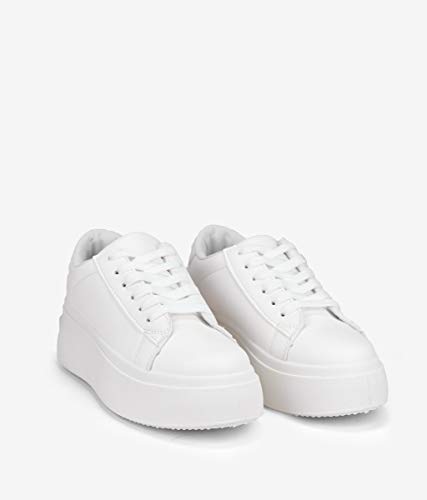 BOSANOVA Zapatillas Blancas con Plataforma 5 cm y Cordones para Mujer | Bambas Total Look Blanco. Blanco 40