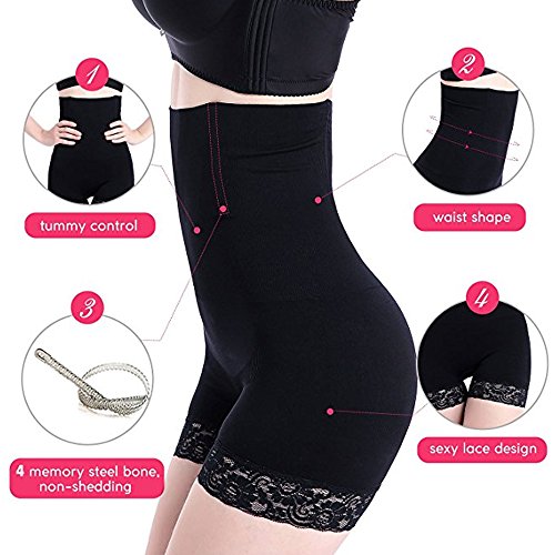 Bragas Faja Reductora Postparto Braguitas Adelgazantes Abdomen Ropa Interior Lencería Moldeadora Shapewear Body Shaper Panty Mujer Cintura Alta sin Costuras (Negro, S)