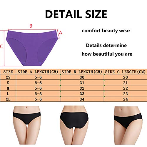 Bragas Mujer sin Costuras Invisible Señoras Braguitas Low Rise Suave Ligera Bikini Braguitas, Pack de 6 Negro L