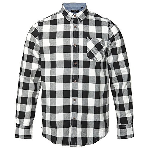 Brave Soul Camisa de Manga Larga a Cuadros Para Hombre (M/Rojo/Negro)