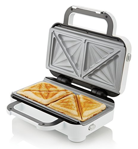 Breville VST074X DuraCeramic - Sandwichera con revestimiento, 850 W, acero inoxidable, platos desmontables, Color Blanco