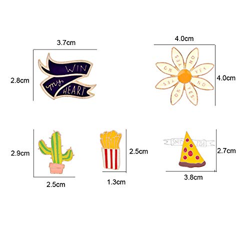 Broches Y Alfileres Para Mujer,(5Pc) Caricatura Cactus Flor De Papas Fritas, Pizza Corsage Personalidad Cinta Collar Pin Para Las Mujeres La Moda Anti-Luz Ropa Unisex Broche Insignia De Pins