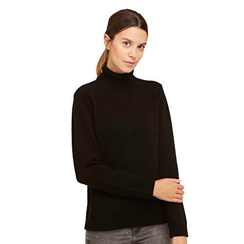 BRUNELLA GORI Jersey para Mujer Cuello Alto de Tortuga, 100% Lana Virgen, Color Negro tamaño XS