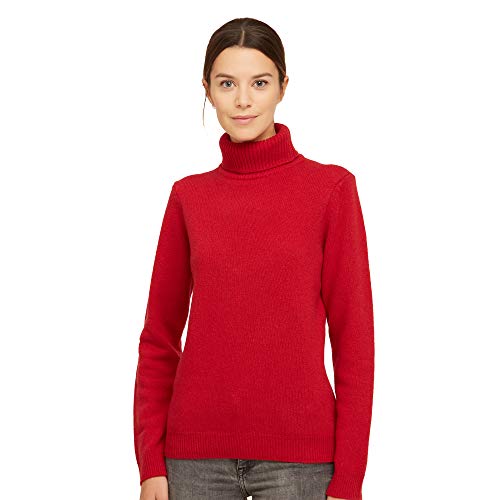 BRUNELLA GORI Jersey para Mujer Cuello Alto de Tortuga, 100% Lana Virgen, Color Rojo tamaño S