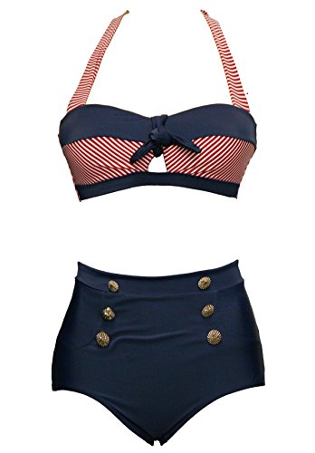 Bslingerie® Conjunto de bikini retro push up para mujer