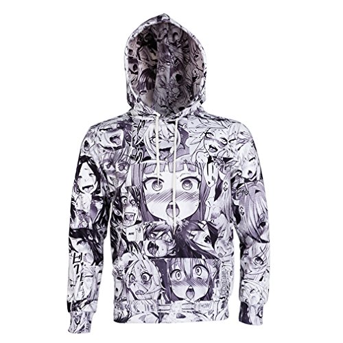 Bsrale Anime Ahegao 3D Divertido por Todas Las Sudaderas con Capucha Joggers Hipster Ropa de Dibujos Animados Sexy Street Wear ahegao Hoodies-M