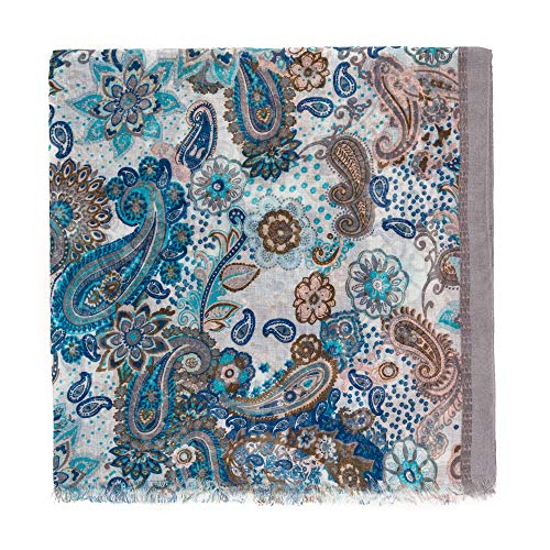 Bufanda para mujer con diseño de Paisley, ligera, de cachemira, moda otoño-invierno, tipo chal - gris - Talla única