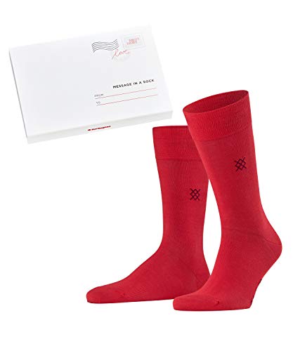 Burlington Calcetines Secret Love Message Box de algodón para hombre, color rojo, reforzados, sin patrón, transpirables, delgados y lisos, en caja de regalo, 1 par Rojo (Red 8009) 40-46