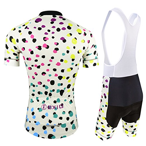 BXIO Maillot Ciclismo Mujer, Ciclismo Conjunto de Ropa con Culotte Pantalones Acolchado 3D para Deportes al Aire Libre Ciclo Bicicleta, Florales,XXL Amarillo