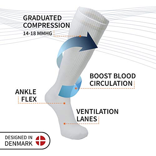 Calcetines de Compresión de Algodón Orgánico Pack de 3 (Blanco, EU 35-38)