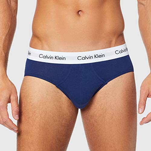 Calvin Klein Cotton Stretch-3er Slip, Multicolor (I03 White, Red ginger, Pyro blue), M (Pack de 3) para Hombre