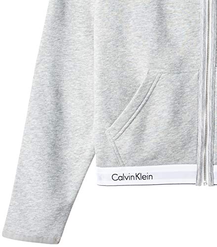 Calvin Klein Lounge Zip Up Hoodie-Modern Cotton Sudadera, Gris (Grey Heather 020), L para Mujer