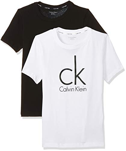 Calvin Klein Modern tee Camiseta, Negro (Black/White Lg 930), 152 centimeters (Talla del fabricante: 10-12) para Niños