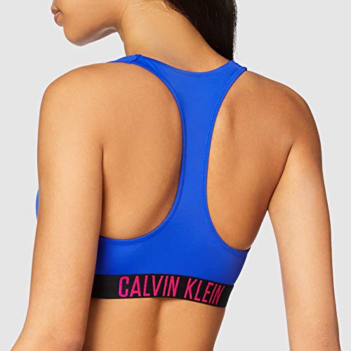 Calvin Klein Zip Bralette-rp Almohadillas y Rellenos de Sujetador, Azul (Surf The Web CKB), S para Mujer