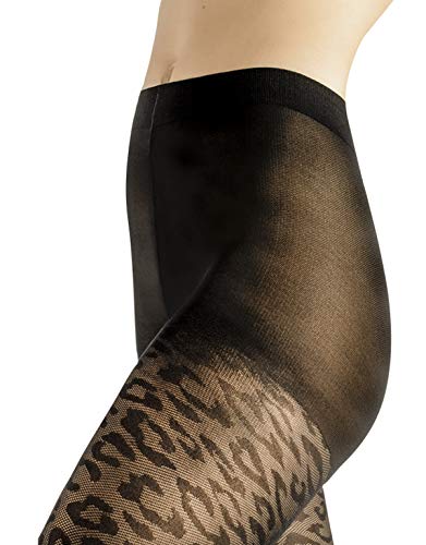 CALZITALY Panti Medias Leopardo | Medias Micro Rejilla | Negro | S/M, L/XL | 50 DEN | Made in Italy (S/M, Negro)