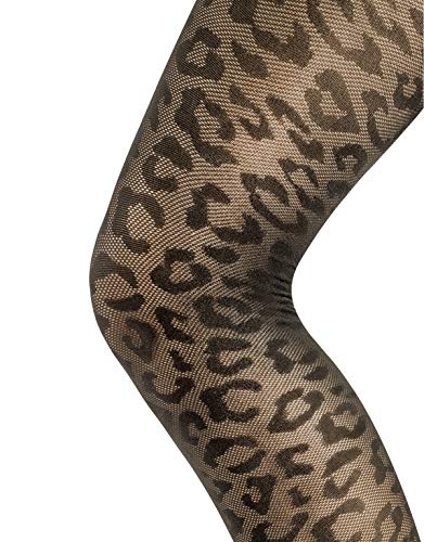 CALZITALY Panti Medias Leopardo | Medias Micro Rejilla | Negro | S/M, L/XL | 50 DEN | Made in Italy (S/M, Negro)