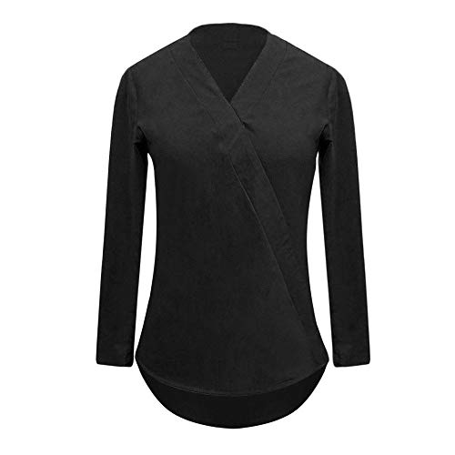 Camisas para Mujer, Moda Camiseta Sólida Mujer Gasa Blusas de Oficina de Manga Larga Lisa de Mujer Elegantes de Vestir Fiesta Camisetas Chica riou