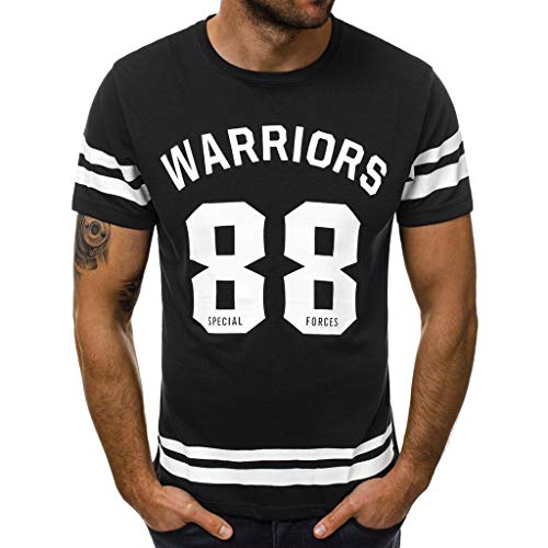 Camisas Verano Hombre LANSKIRT Camiseta de Manga Corta para Hombre, Camiseta Impresa en número 88 Blusas de Raya Blanca Polos de Verano